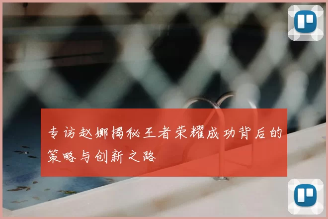 专访赵娜揭秘王者荣耀成功背后的策略与创新之路